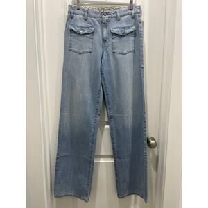 Stella McCartney 70’s Front Pocket Straight Leg High Rise Denim Jeans Sz 30